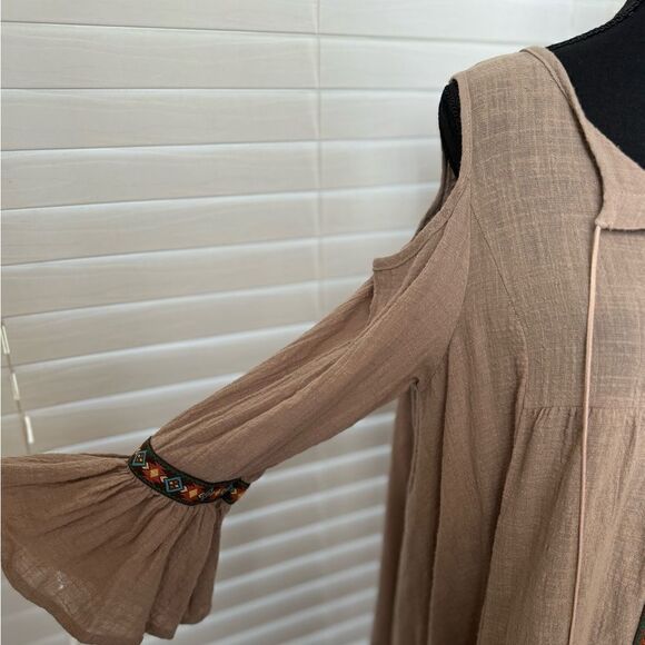 L&B‎ Lucky Blessed Western Boho Tunic Top Sz M? Beige Colorful Embroidered - Picture 7 of 10
